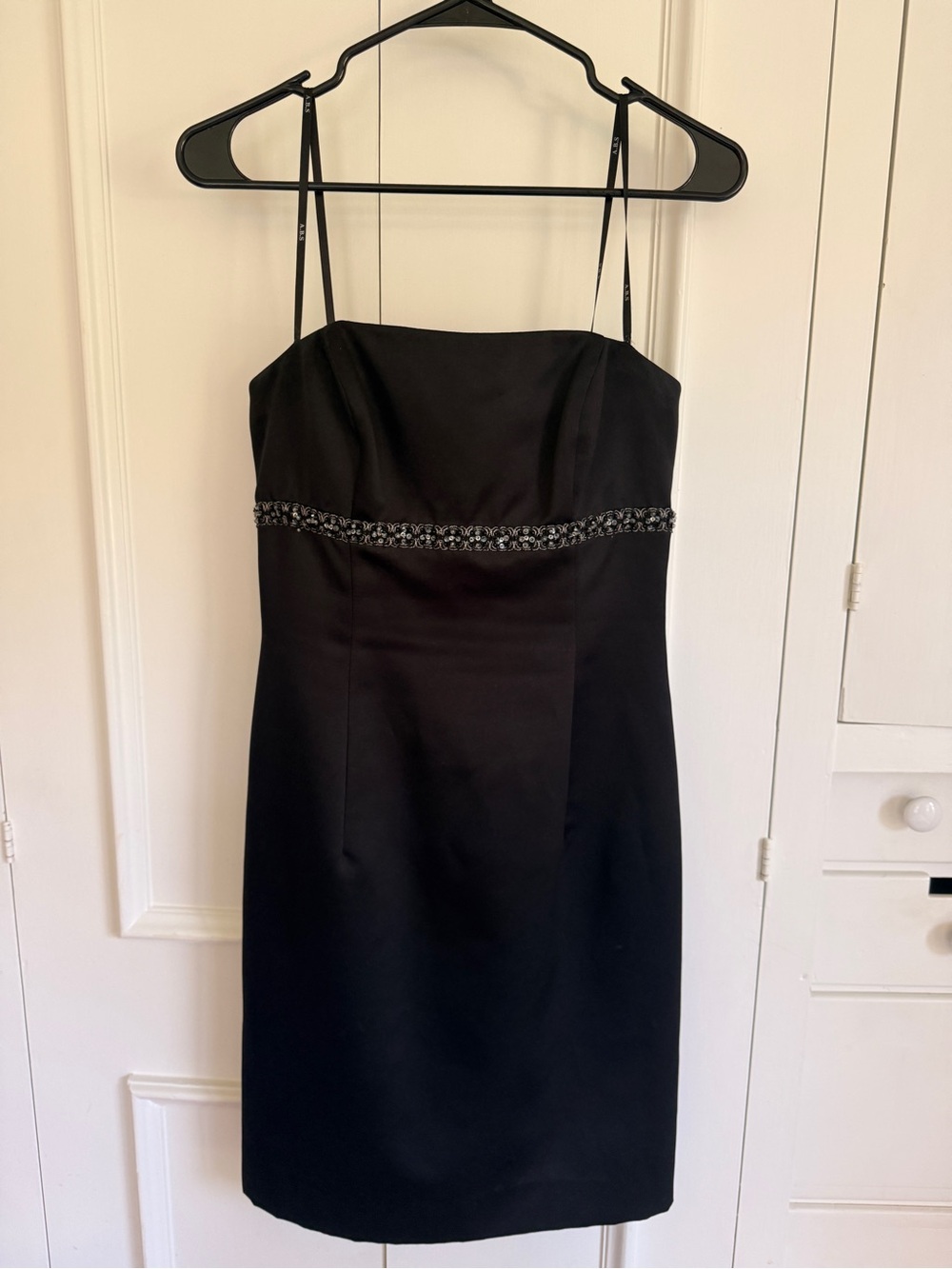 ABS Allen Schwartz Black Strapless Beaded Cocktail Dress